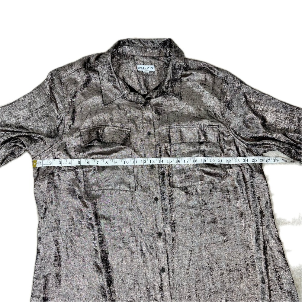 Ava & Viv Metallic Bronze Shirt Midi Dress - Picture 5 of 7